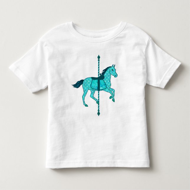 Carousel Horse - Turquoise and Aqua Toddler T-Shirt (Front)