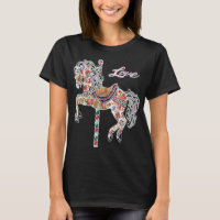 Carousel horse vintage illustration quilting style