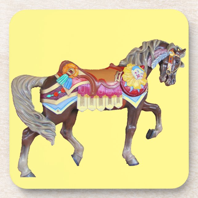 Carousel Horse with Carved Clown Face Coaster (Front)