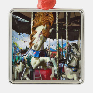 Carousel Horse With Flowing Mane Metal Ornament