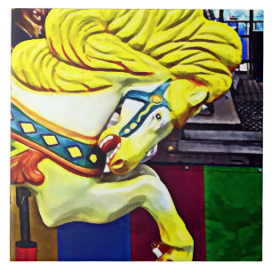 Carousel Horse With Yellow Mane Ceramic Tile