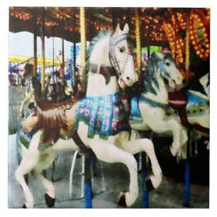 Carousel Horses Ceramic Tile
