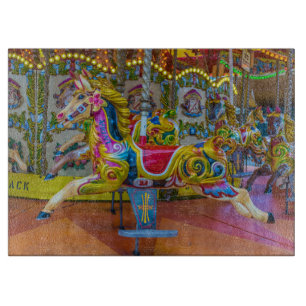 Carousel horses glass cutting board