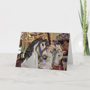 Carousel horses print greeting card
