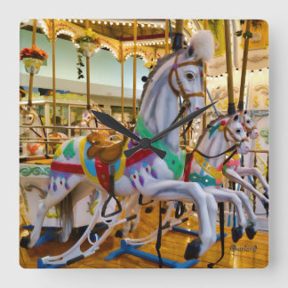 Carousel Horses Square Wall Clock