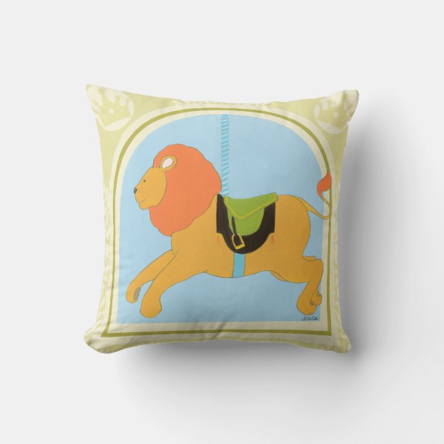 Carousel Lion by June Erica Vess Cushion (Front)