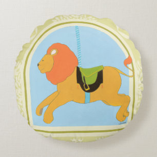 Carousel Lion by June Erica Vess Round Cushion