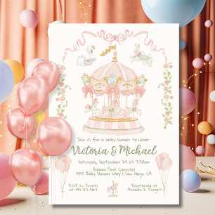 Carousel Merry-go-round Baby Shower Invitation