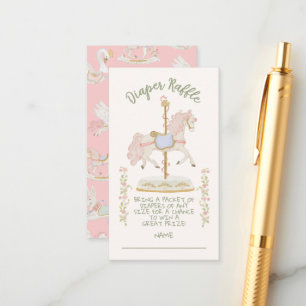 Carousel Merry-go-round Diaper Raffle Enclosure Card