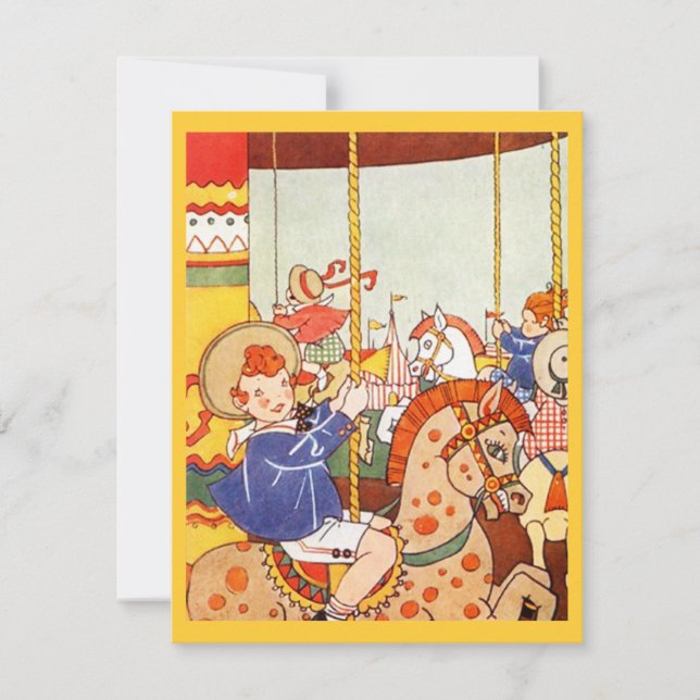 Carousel Merry-Go-Round Party Birthday INVITATIONS (Front)