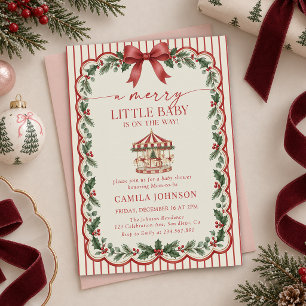 Carousel Merry Little Baby Shower Invitation
