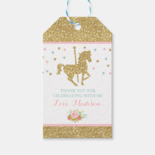 Carousel Pink & Gold Party Favour Thank You Tag