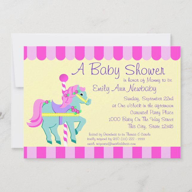 Carousel Pony Baby Shower Invitation (Front)