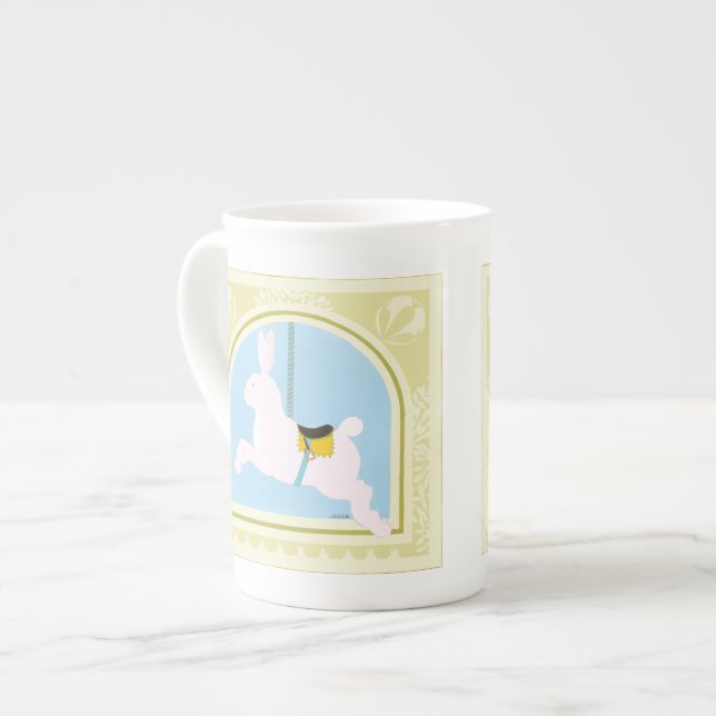 Carousel Rabbit by June Erica Vess Bone China Mug (Front Left)