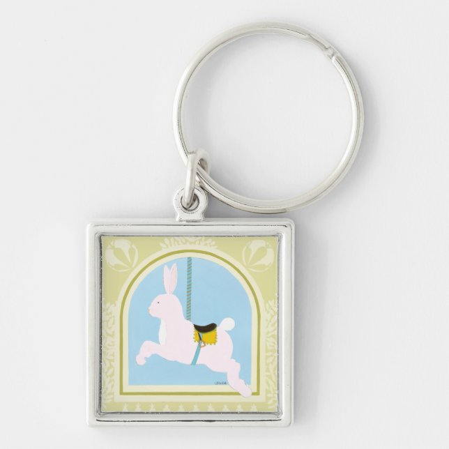 Carousel Rabbit by June Erica Vess Key Ring (Front)