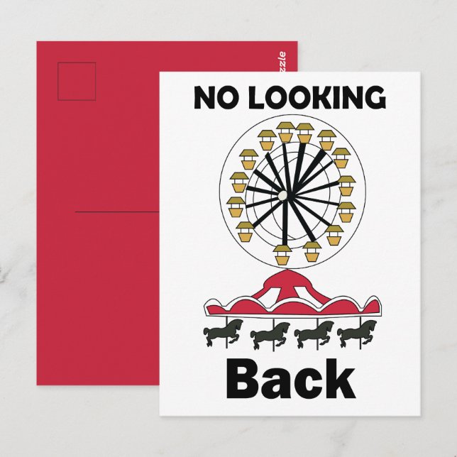 Carousel Ride No Looking Back Inspirational Quote Postcard (Front/Back)