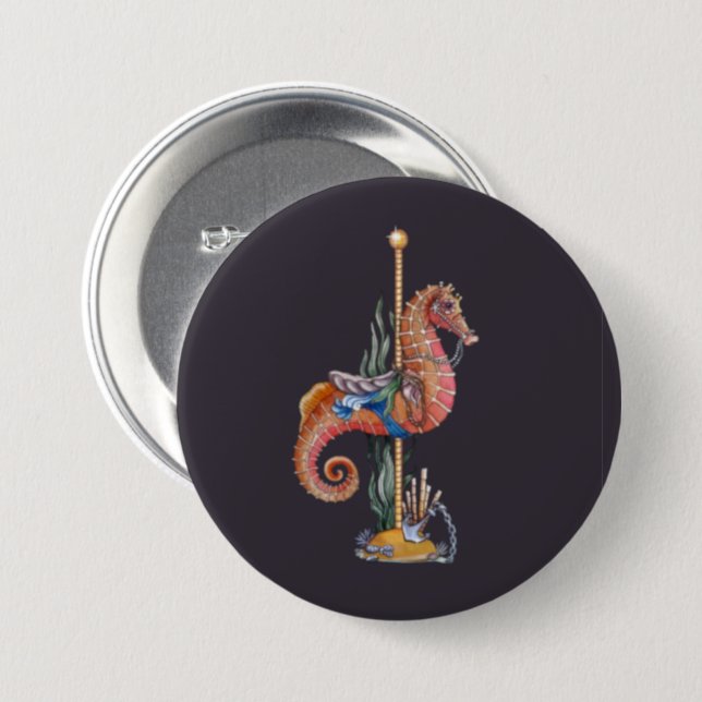 Carousel Seahorse 7.5 Cm Round Badge (Front & Back)