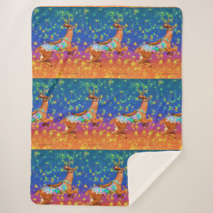 Carousel Stag Sherpa Blanket
