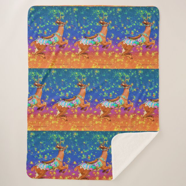 Carousel Stag Sherpa Blanket (Front)