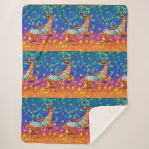 Carousel Stag Sherpa Blanket