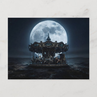 Carousel under the moon postcard