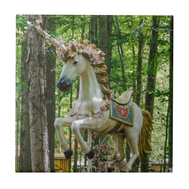 Carousel Unicorn  Ceramic Tile (Front)