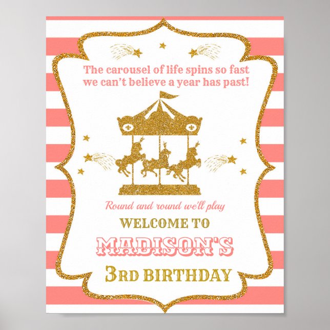 Carousel welcome party sign Girl circus poster (Front)