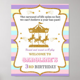 Carousel welcome party sign Girl circus poster