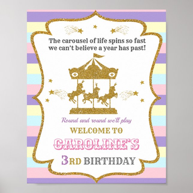 Carousel welcome party sign Girl circus poster (Front)