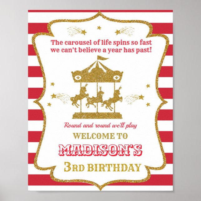 Carousel welcome party sign Girl circus poster (Front)