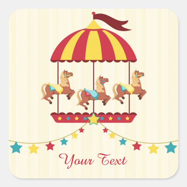 Carousel with Star Bunting Square Sticker (Front)
