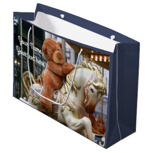 Carousel with Teddy Bear Large Gift Bag