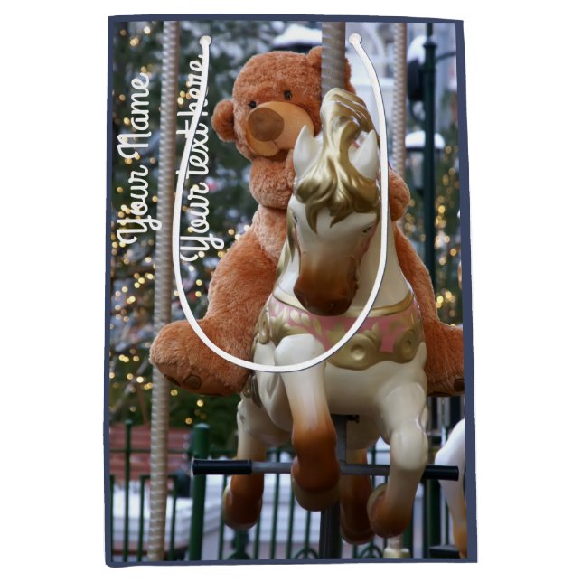 Carousel with Teddy Bear Medium Gift Bag (Front)