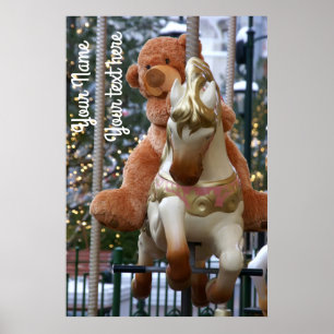 Carousel with Teddy Bear Poster