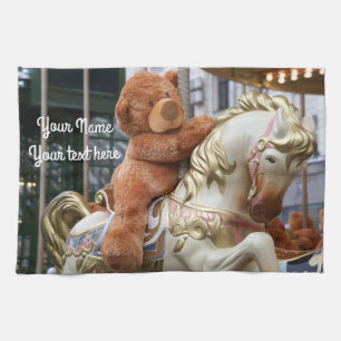 Carousel with Teddy Bear Tea Towel