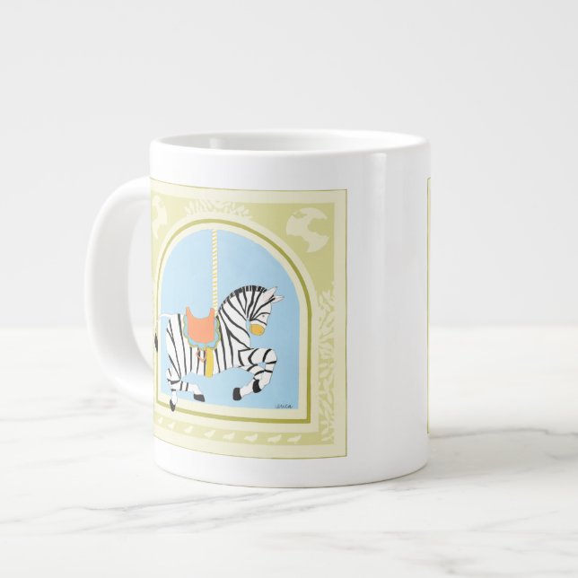 Carousel Zebra by June Erica Vess Large Coffee Mug (Front Left)