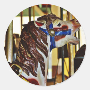 Carousels Horses Rides Amusement Parks Classic Round Sticker