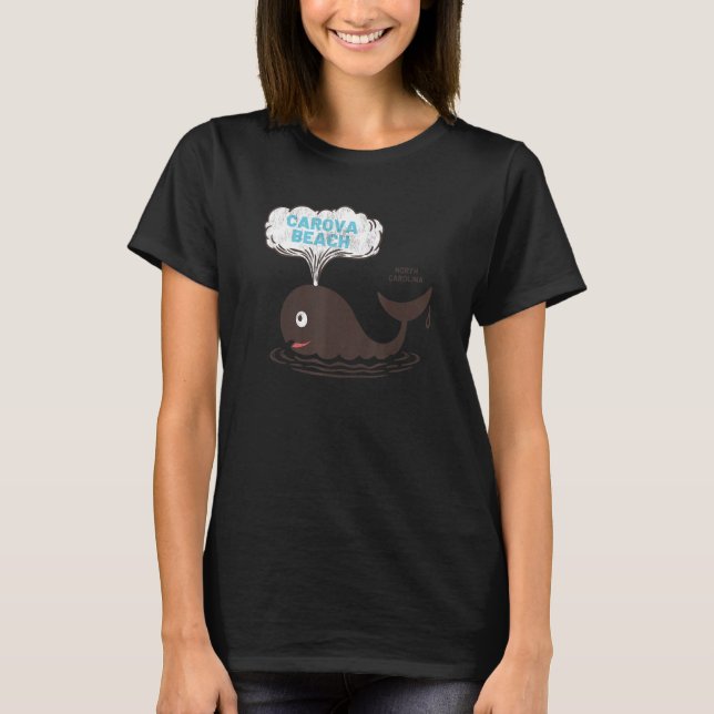 Carova Beach  NC Summertime Vacationing Whale Spou T-Shirt (Front)