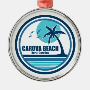 Carova Beach North Carolina Palm Tree Birds Metal Ornament