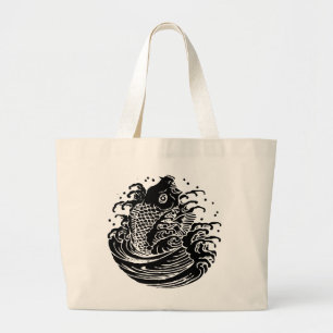 Carp and water large tote bag