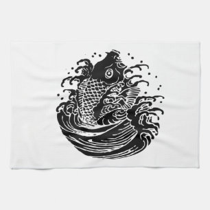 Carp and water tea towel