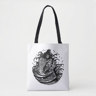 Carp and water tote bag