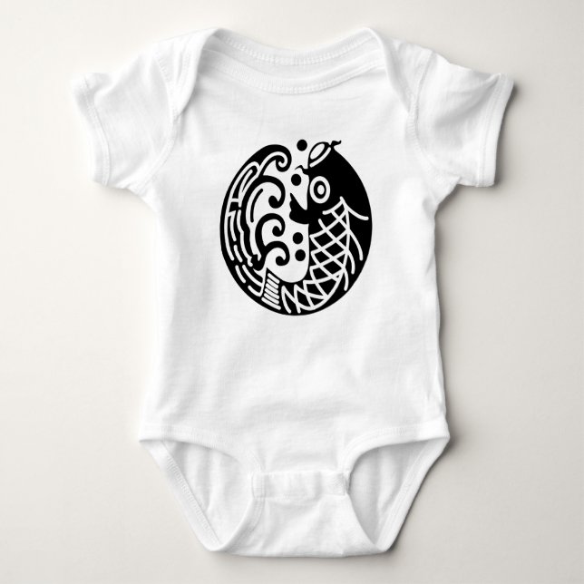 Carp and wave baby bodysuit (Front)