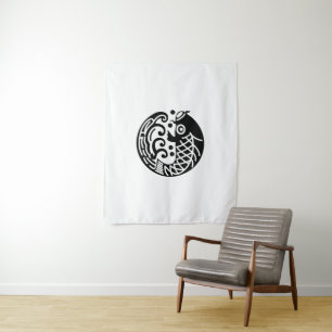 Carp and wave tapestry