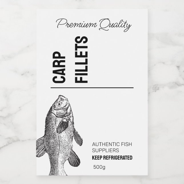 Carp Fish Fillets Product Label (Single Label)