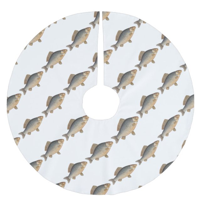 Carp fish fishing painting freshwater brushed polyester tree skirt (Front)