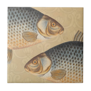 Carp fish fishing painting freshwater ceramic tile