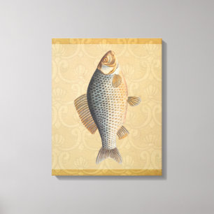 Carp fish fishing painting freshwater drawing  canvas print