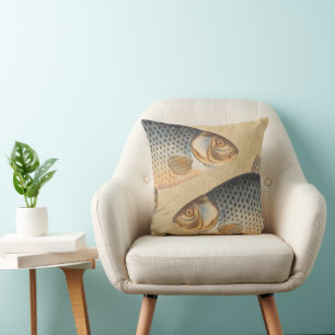 Carp fish fishing painting freshwater drawing  cushion