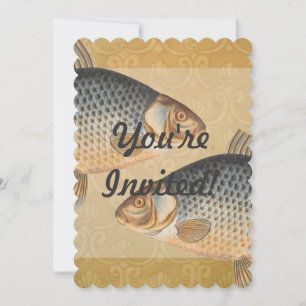 Carp fish fishing painting freshwater drawing invitation